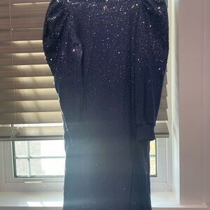 QUEEN OF SPARKLES Navy Sequin Dress